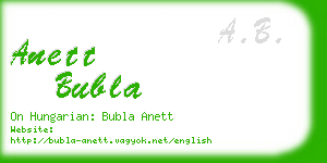 anett bubla business card